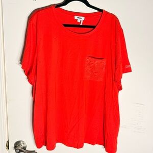 DKNY Red Rhinestone Pocket Tee – Plus Size 2X